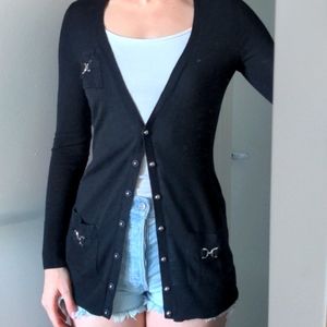 WHBM Black Wool Cardigan Sweater w/Pockets, XXS